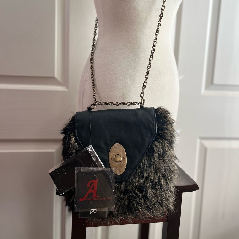 Item 050: NWT Adrienne Landau Faux Fur Convertible Crossbody-Handbag
